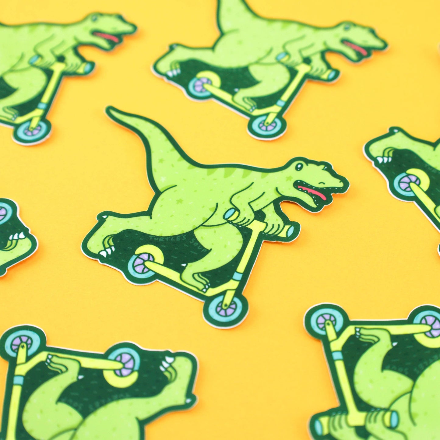 Scooter Dinosaur Funny Vinyl Sticker | Turtle Soup