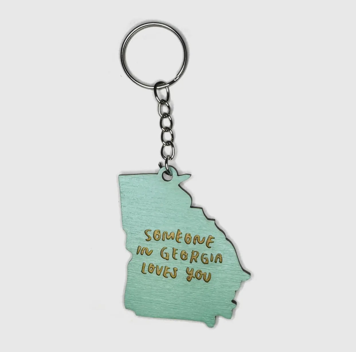 Someone in Georgia Loves you Aqua Keychain