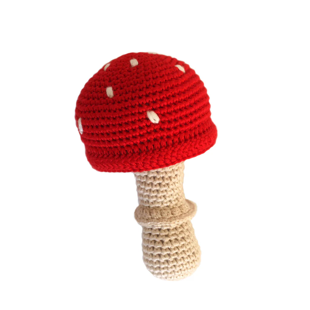 Mushroom Hand Crocheted Rattle | Cheengoo