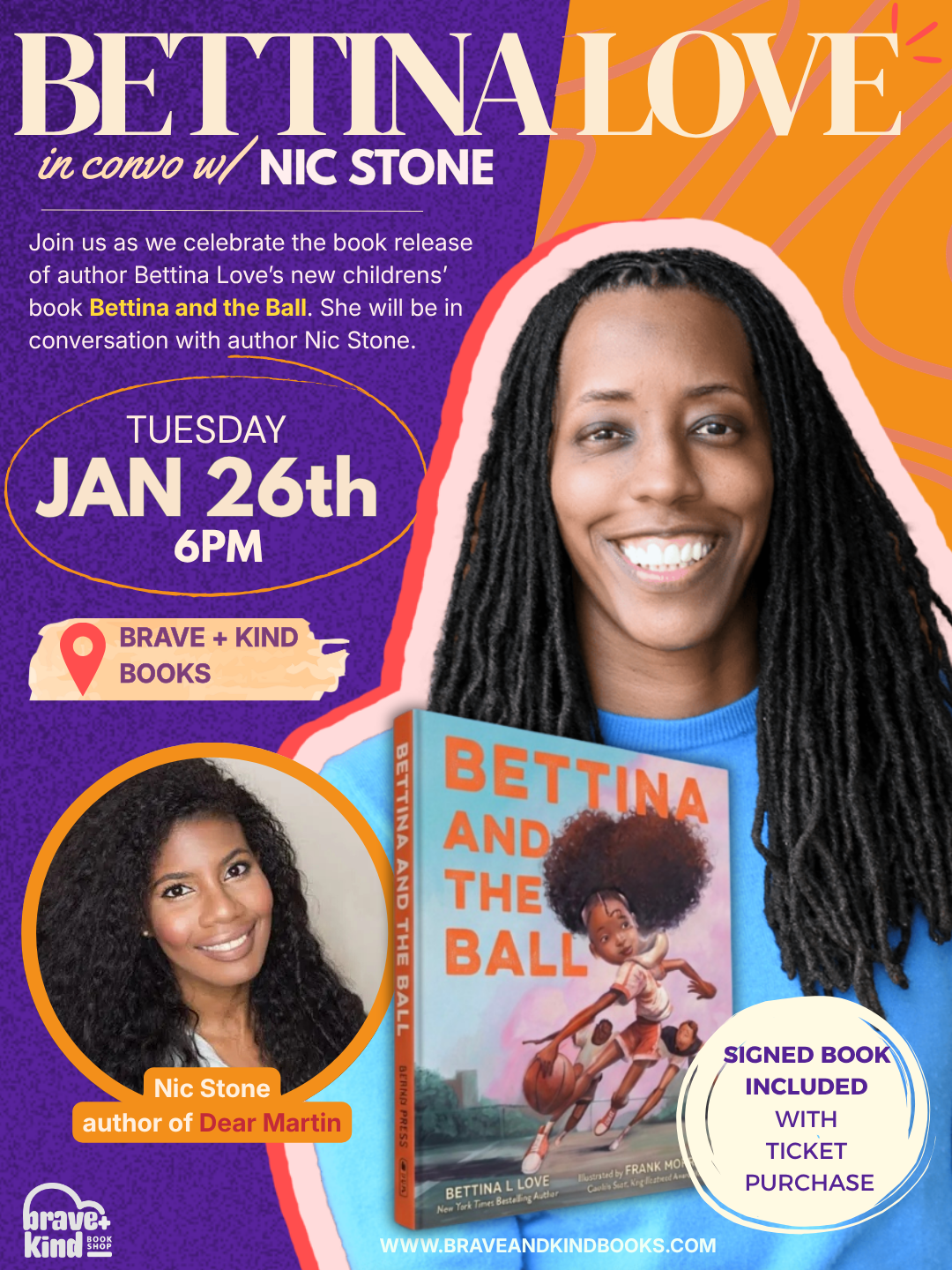 AUTHOR EVENT: BETTINA LOVE brings Bettina and the Ball to ATLANTA, in convo w/ NIC STONE | Jan 26, 2027 @ 6pm