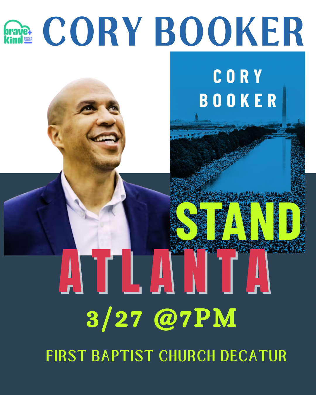 AUTHOR EVENT 3/27 @ 7PM | Stand By Senator Cory Booker | First Baptist Church Decatur