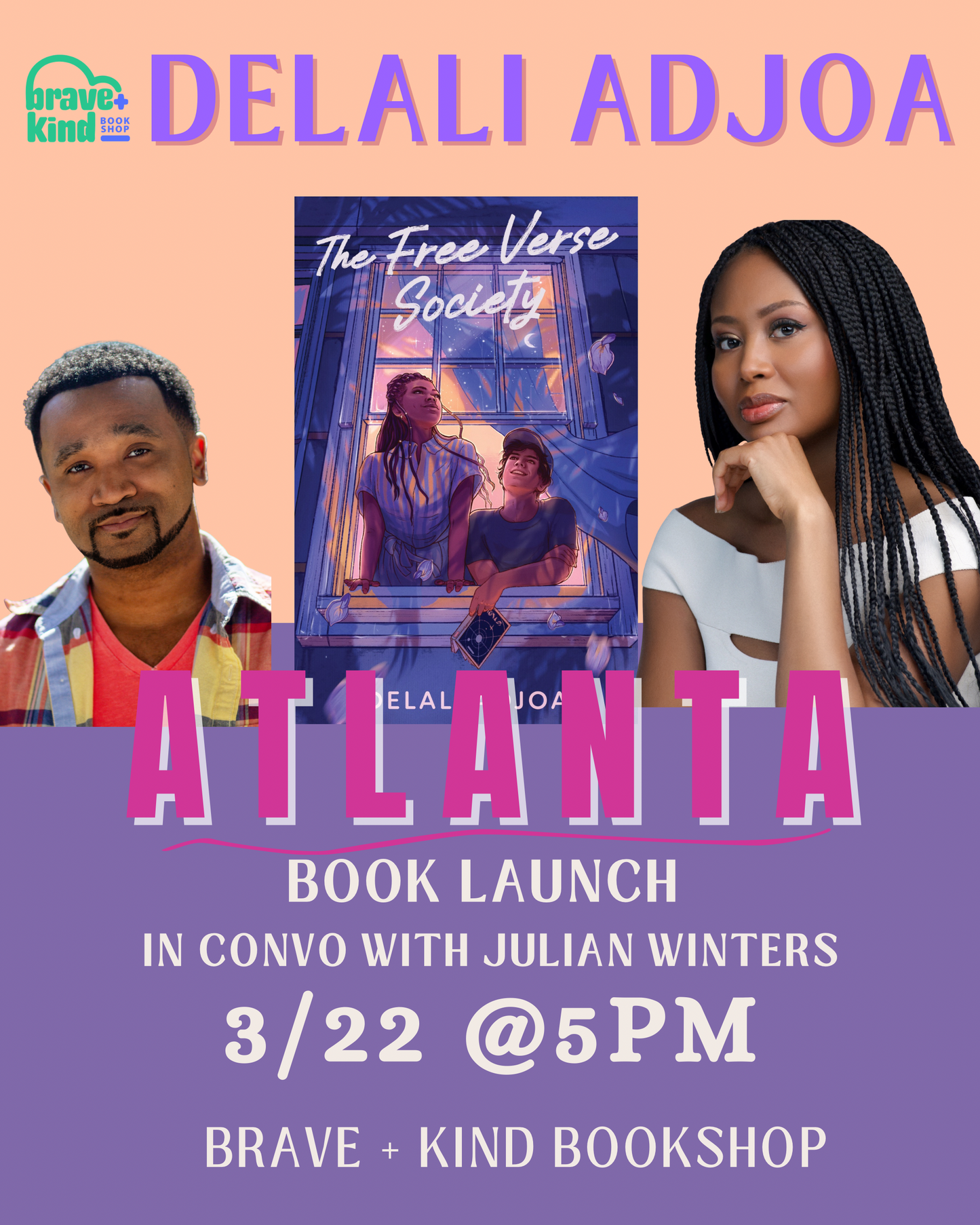 AUTHOR EVENT 3/22 @ 5PM | Book Launch for YA Author Delali Adjoa's Free Verse Society | Brave + Kind Bookshop