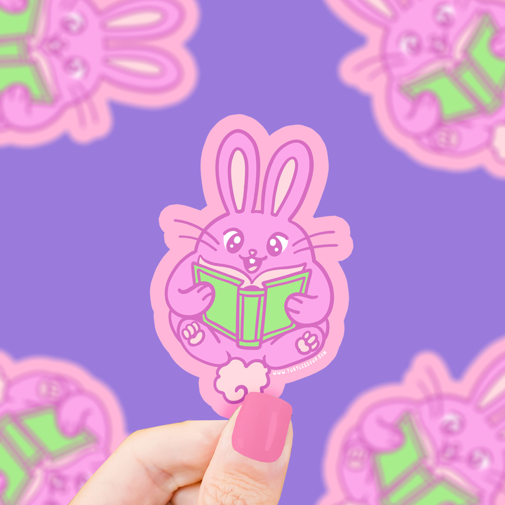 Reading Bunny Vinyl Sticker