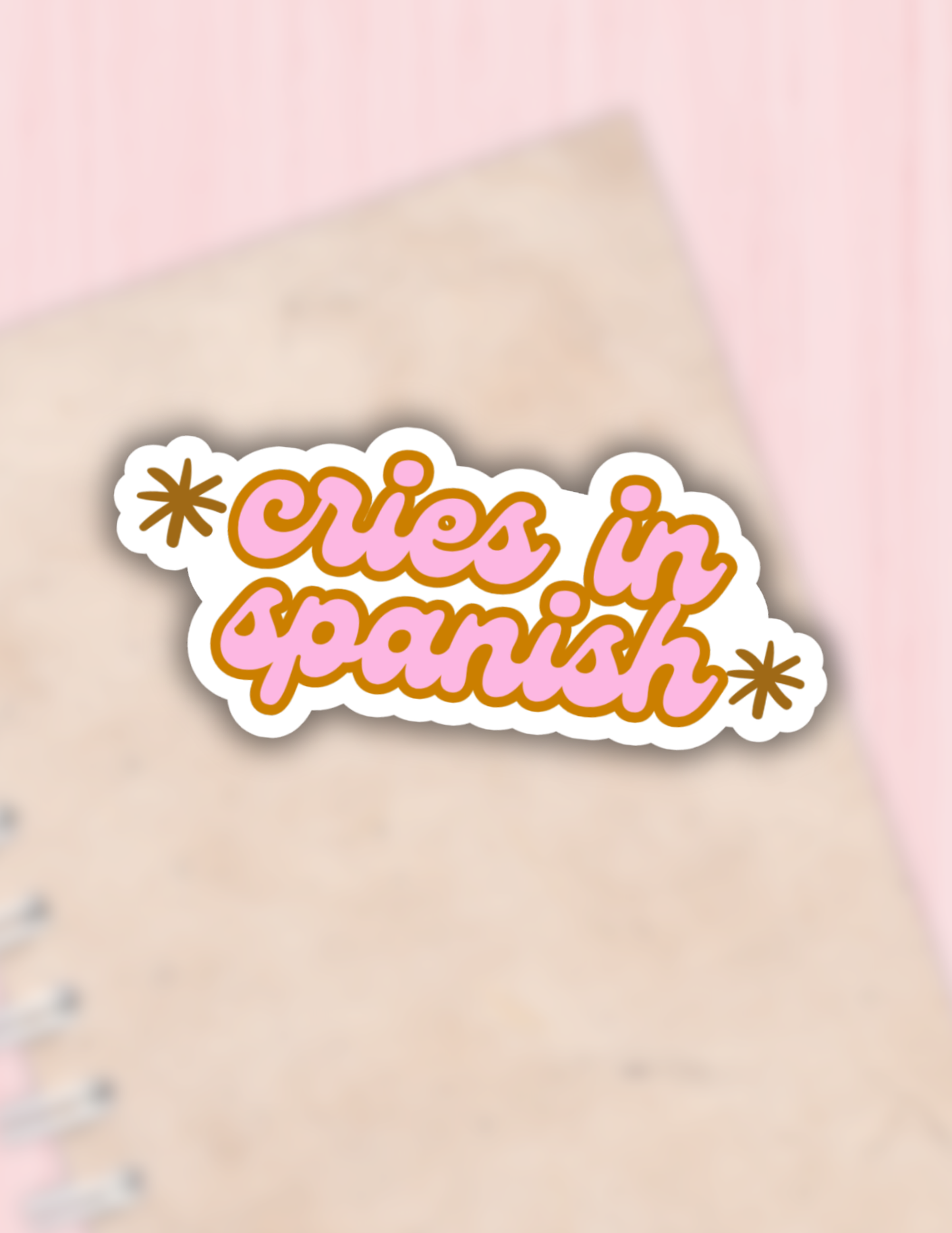 Cries in Spanish vinyl sticker
