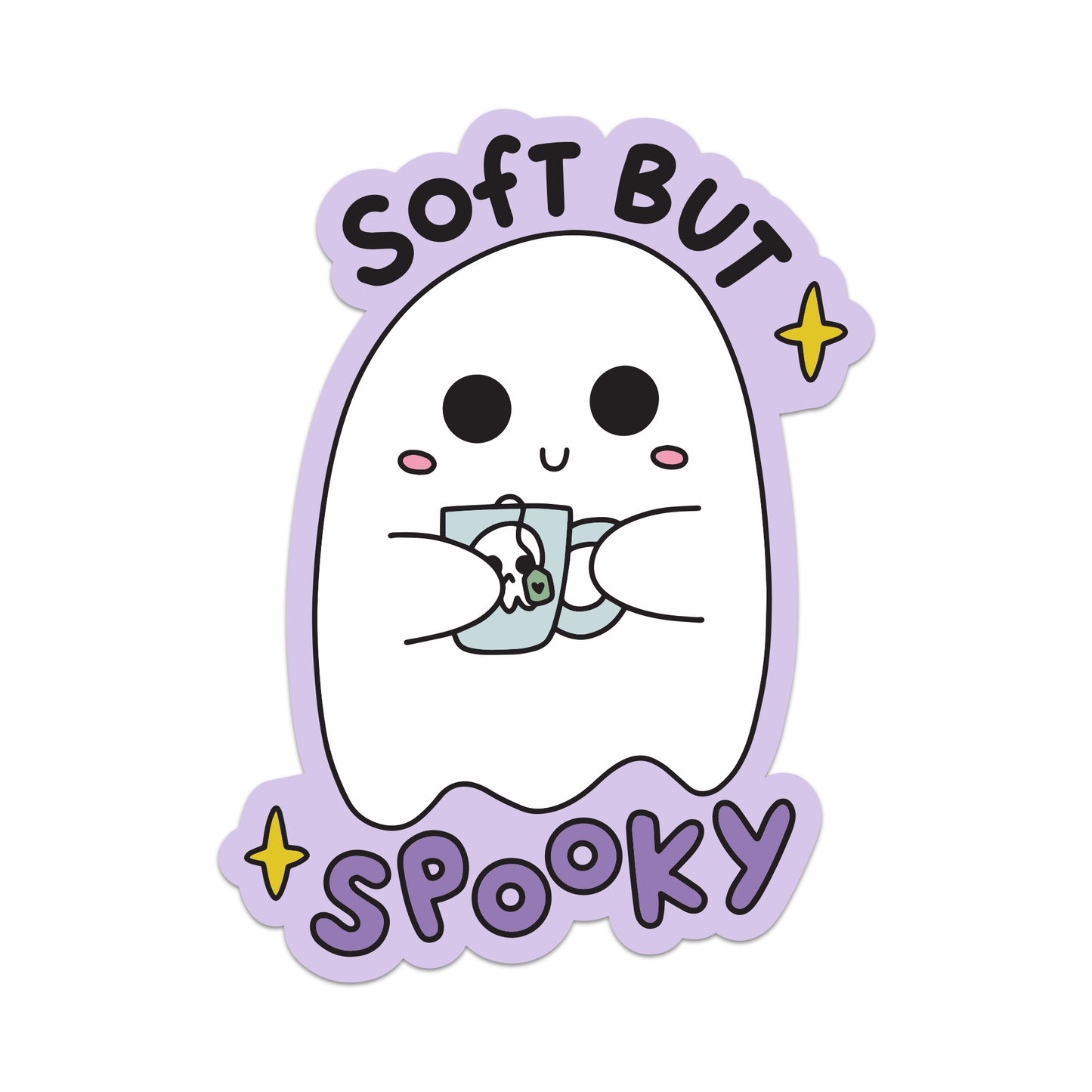 Soft But Spooky Ghost Sticker: Vinyl Sticker / 3"