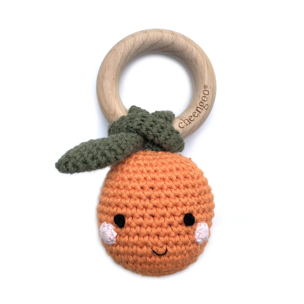 Orange Teething Crocheted Rattle | Cheengoo