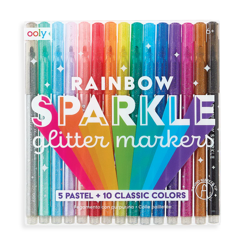 Rainbow Sparkle Glitter Markers - set of 15 | ooly