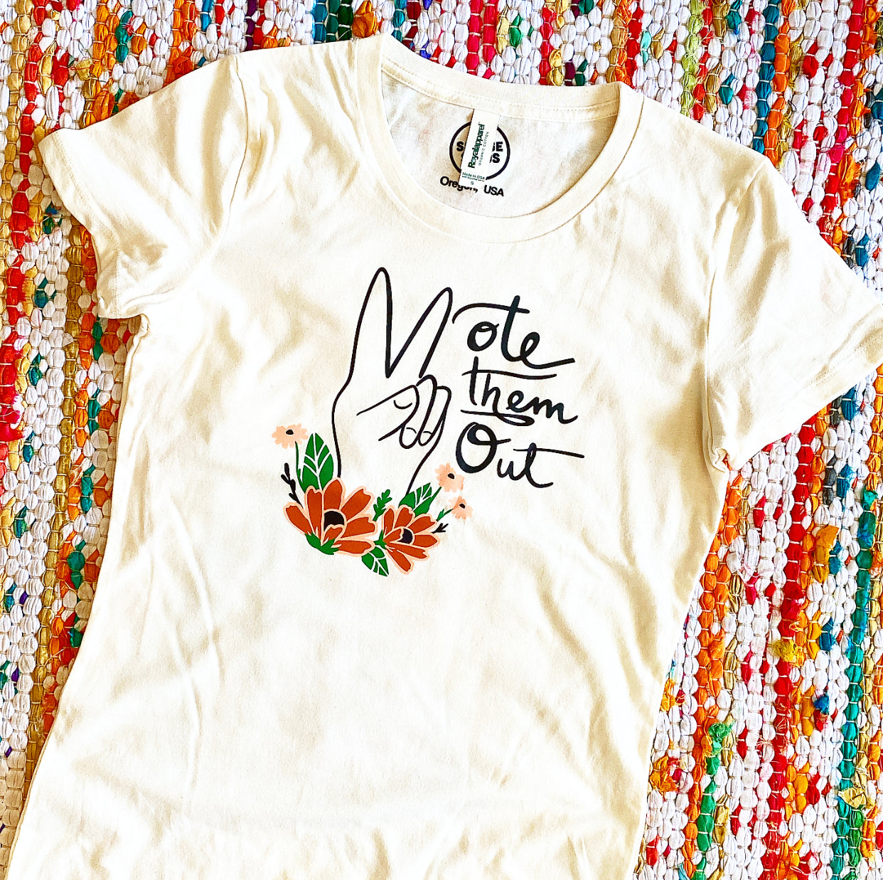 VOTE THEM OUT Women’s Organic Tee (Grey or Cream)