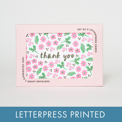 Boxed Set Thank You Floral Letterpress Greeting Cards by Hello!Lucky