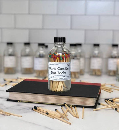 Burn Candles Not Books Rainbow or Black Safety Match Bottle : Rainbow