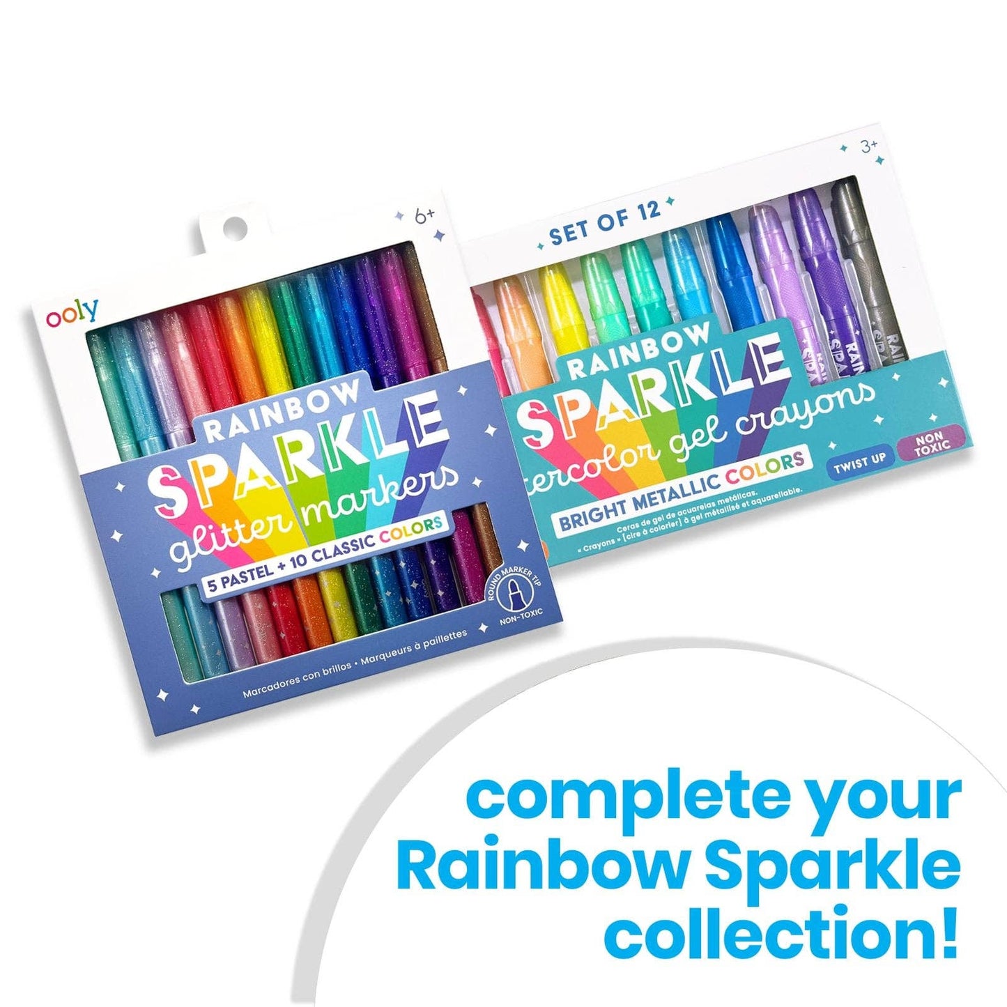 Rainbow Sparkle Watercolor Gel Crayons - Set of 12