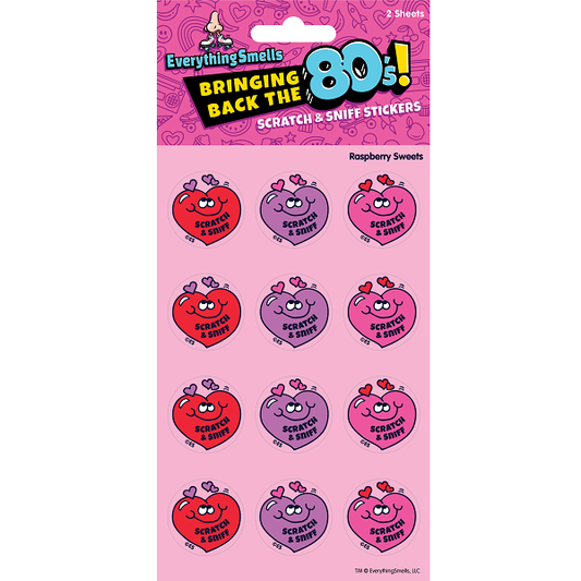 Raspberry Hearts Scratch & Sniff Stickers |  EverythingSmells