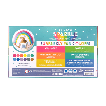 Rainbow Sparkle Watercolor Gel Crayons - Set of 12