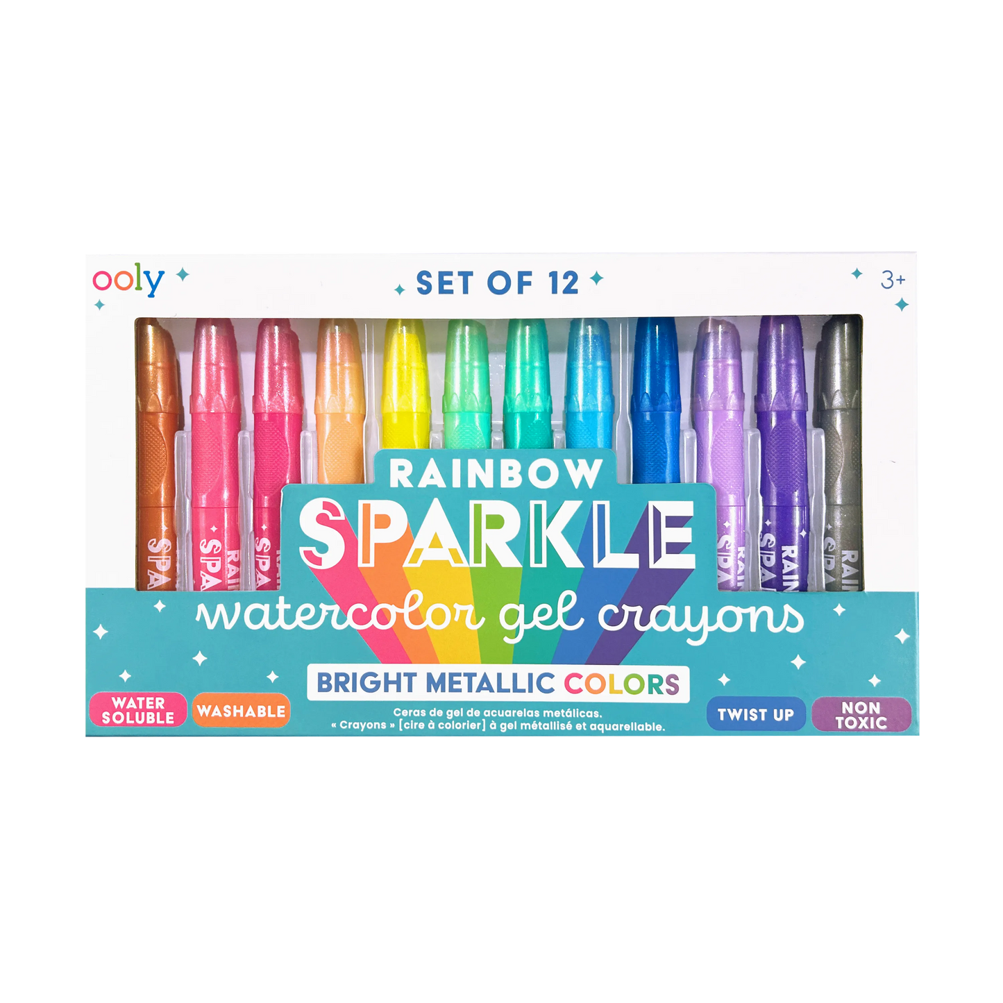 Rainbow Sparkle Watercolor Gel Crayons - Set of 12