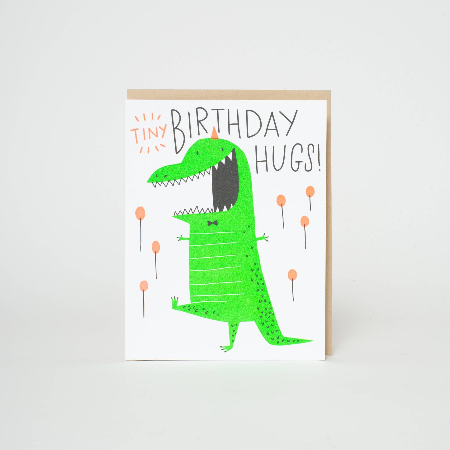 Birthday Tiny Hugs Dino Letterpress Greeting Card by Hello!Lucky: Paper tab