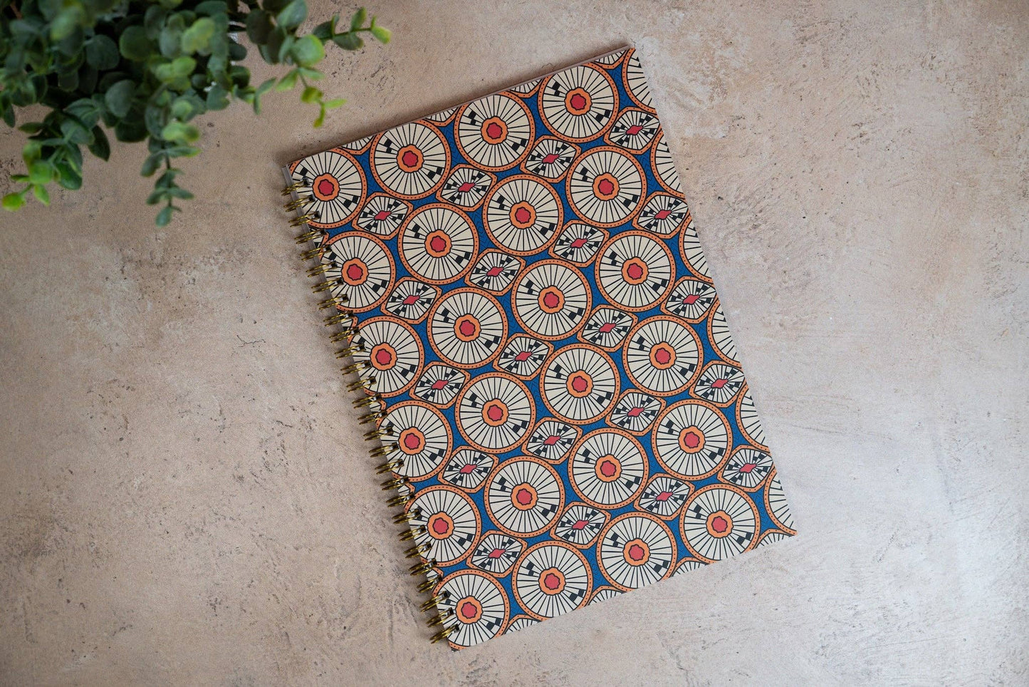 African Print Soft Cover Spiral Notebook - Circles