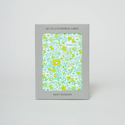 Boxed Set Thank You Floral Letterpress Greeting Cards by Egg Press
