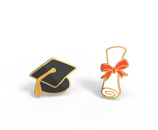 Grad Diploma Earrings - Gold Graduation Statement Studs