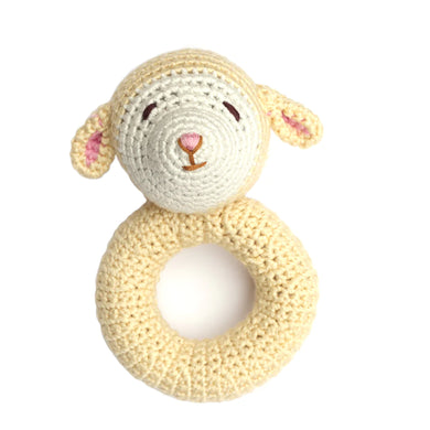 Lamb Ring Hand Crocheted Rattle | Cheengoo