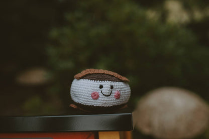 Handmade Gooey S'mores Baby Rattle - Organic Cotton Crochet