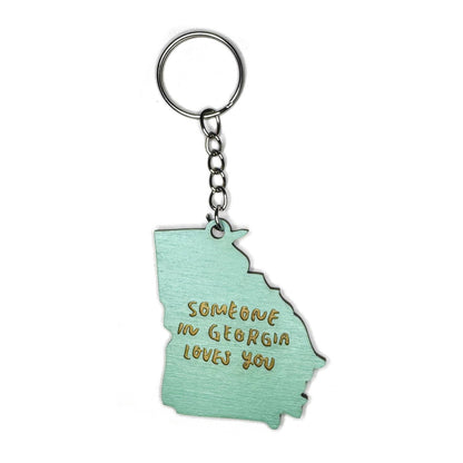 Someone in Georgia Loves You Keychain: Teal