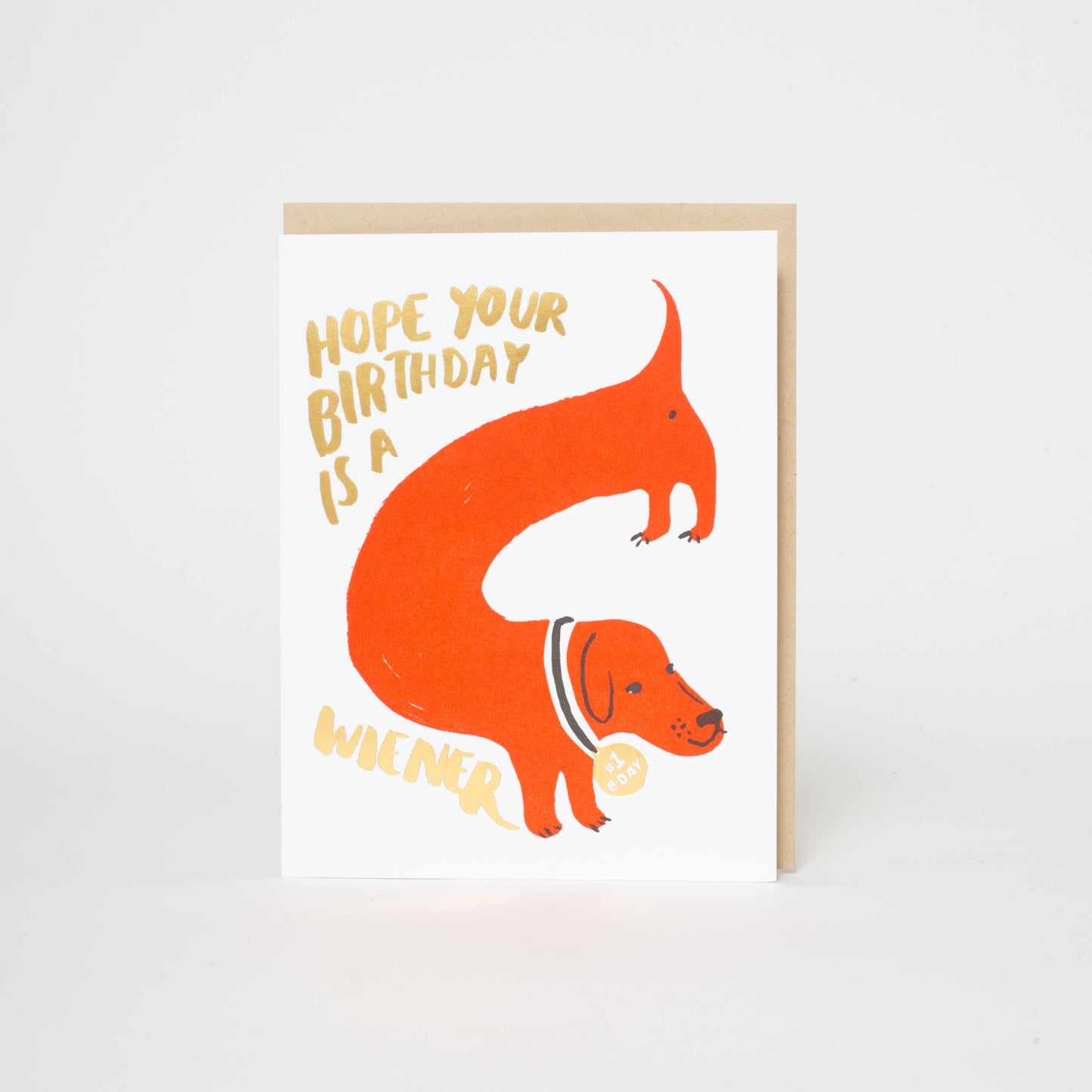 Wiener Birthday Dog Letterpress Greeting Card by Egg Press: Paper tab