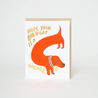 Wiener Birthday Dog Letterpress Greeting Card by Egg Press: Paper tab