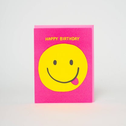 Happy Birthday Smiley Letterpress Greeting Card by Ashkahn: Paper tab