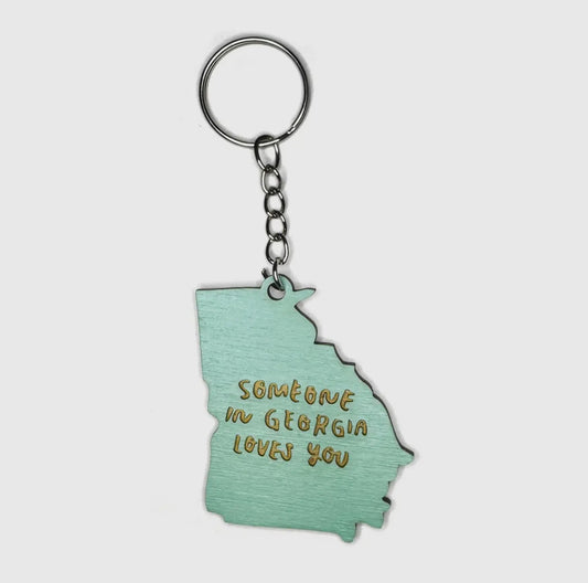 Someone in Georgia Loves you Aqua Keychain