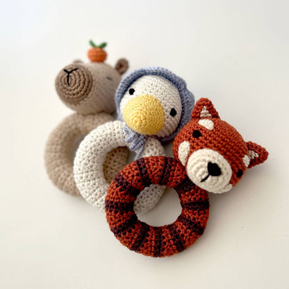 Red Panda Ring Hand Crocheted Rattle