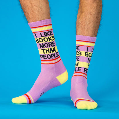 I Like Books More Than People Gym Crew Socks