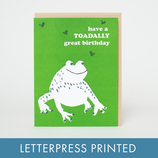 Toad Birthday Punny Letterpress Greeting Card by Egg Press: Paper tab
