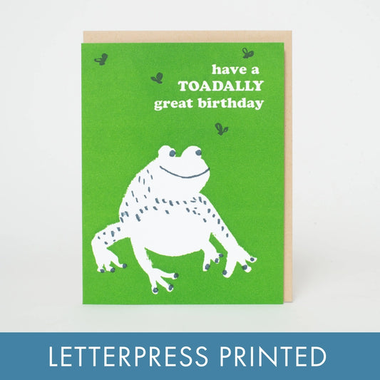 Toad Birthday Punny Letterpress Greeting Card By Egg Press