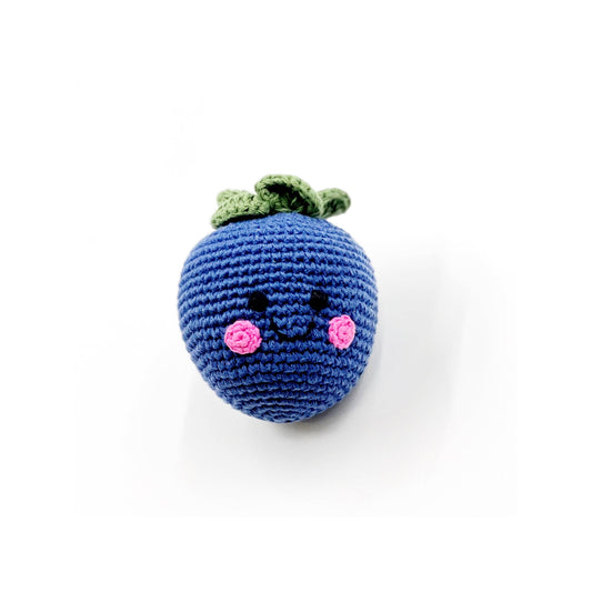 Handcrafted Sweet Blueberry Baby Rattle - Organic Cotton Toy