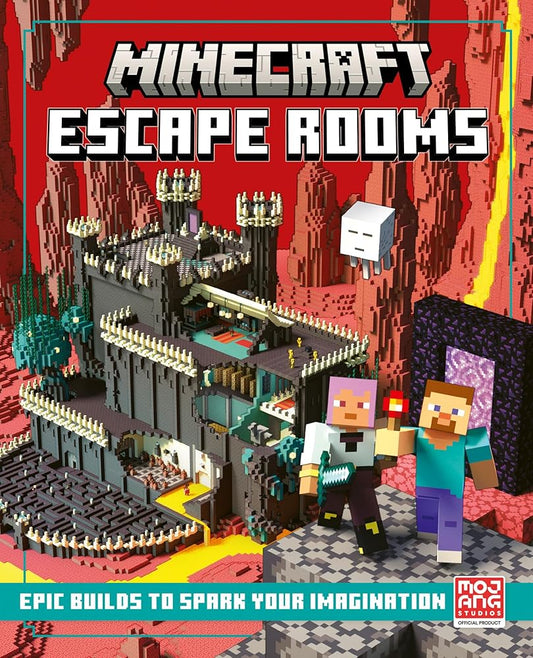 Minecraft Escape Rooms: Official illustrated creative guide with 13 big Minecraft escape room builds to create – new for Christmas 2025 and the perfect gift for kids, teens and adult gamers! cover image