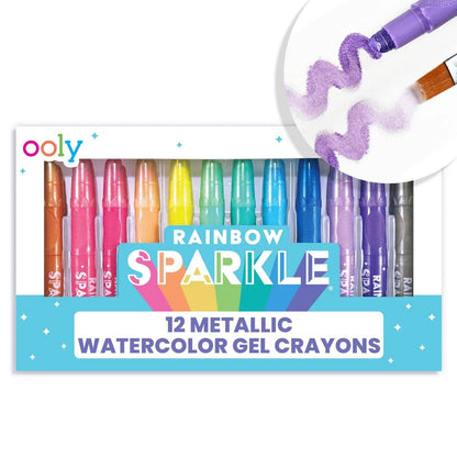 Rainbow Sparkle Watercolor Gel Crayons - Set of 12