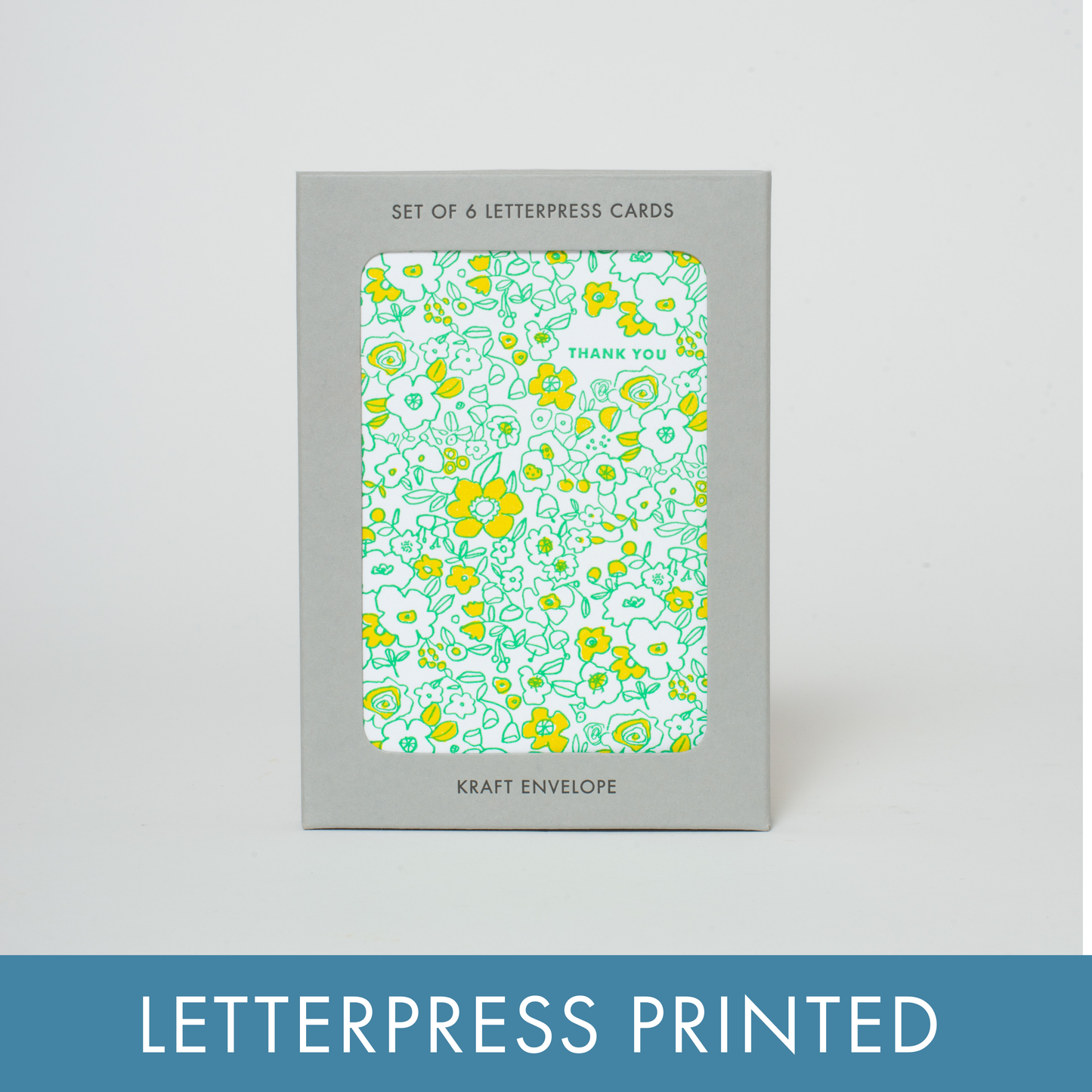 Boxed Set Thank You Floral Letterpress Greeting Cards by Egg Press
