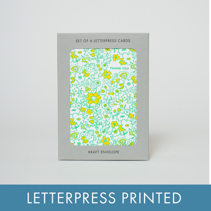 Boxed Set Thank You Floral Letterpress Greeting Cards by Egg Press