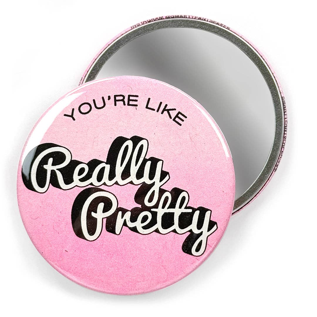 Pretty Risograph Pocket Mirror: Pink