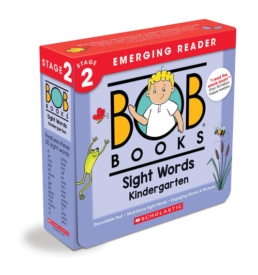 Bob Books - Sight Words Kindergarten Box Set Decodable Phonics Books, Ages 4 and Up, Kindergarten, Flashcards (Stage 2: Emerging Reader)