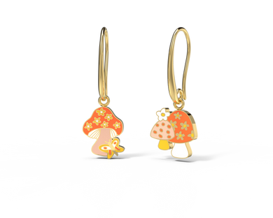 Mushroom Butterfly Hanging Earrings | Yellow Owl Workshop