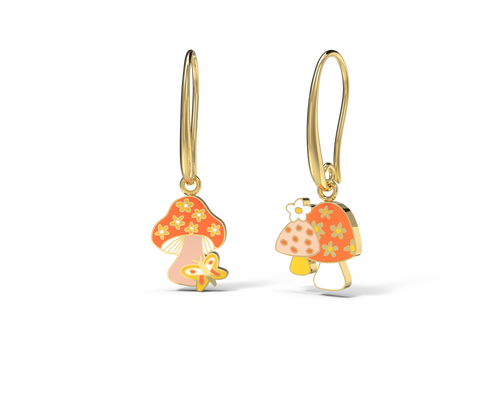 Mushroom Butterfly Hanging Earrings | Yellow Owl Workshop
