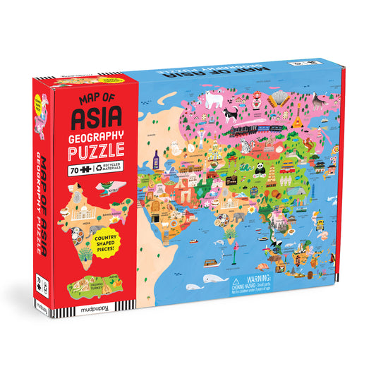 Map of Asia 70 Piece Geography Puzzle | Mudpupp (Author) + J B Han (Illustrated by)