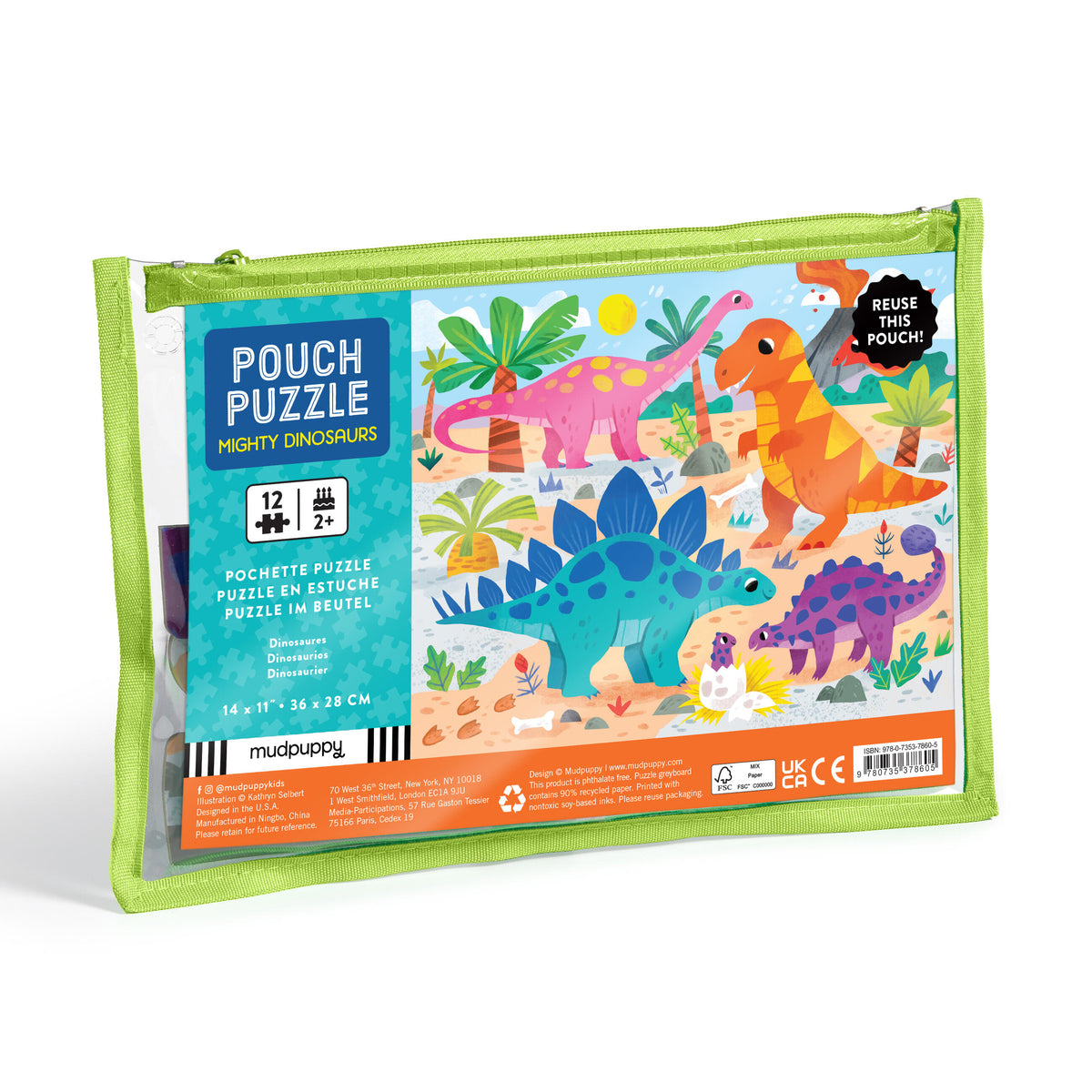 Mighty Dinosaurs 12 Piece Pouch Puzzle | Mudpuppy (Author) + Kathryn Selbert (Unknown Contribution)