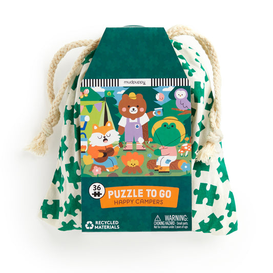 Happy Campers 36 Piece Puzzle to Go | Mudpuppy (Author) + Niniwanted (Illustrated by)