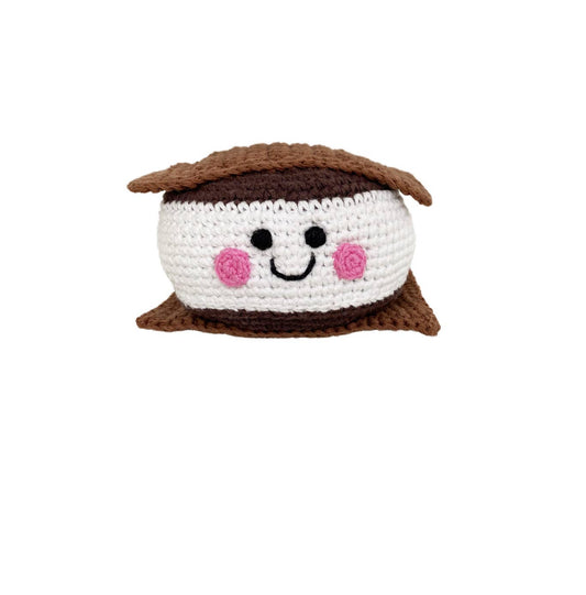Handmade Gooey S'mores Baby Rattle - Organic Cotton Crochet
