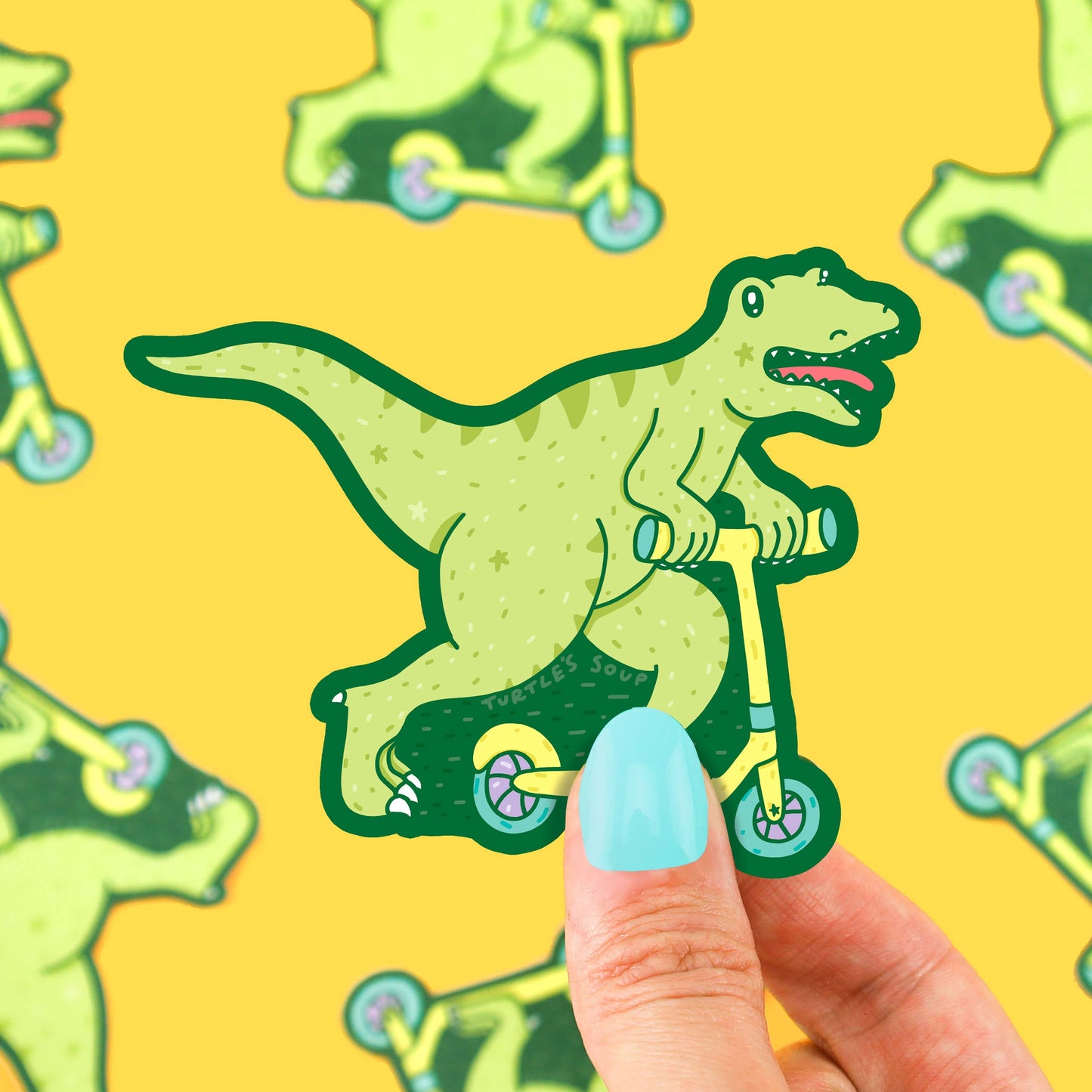Scooting Dinosaur Scooter T Rex Cool Vinyl Sticker