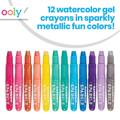 Rainbow Sparkle Watercolor Gel Crayons - Set of 12