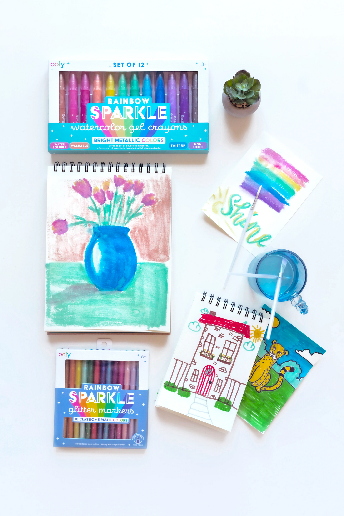 Rainbow Sparkle Watercolor Gel Crayons - Set of 12