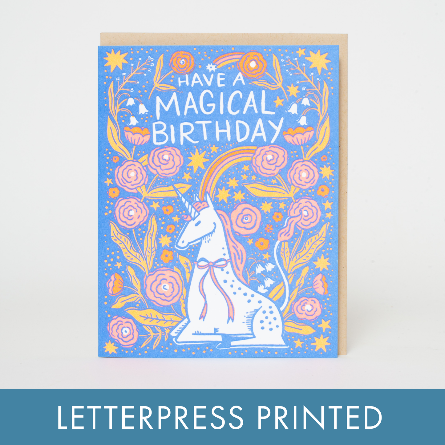 Have a Magical Birthday | Birthday Folk Unicorn Letterpress Greeting Card by Hello! Lucky: Paper tab
